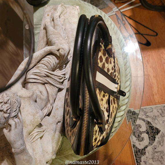 L.A.M.B. Gwen Stefani Leopard Kingston Dome Bowler Bag Designer Leather #41 - Picture 6 of 16